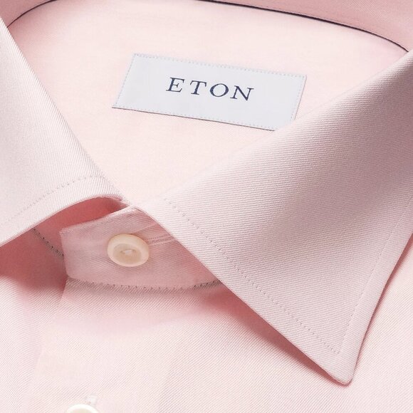 NEW ETON Signature Twill Shirt Contemporary Cotton Long Sleeve Size 16/41 Pink - Picture 2 of 8